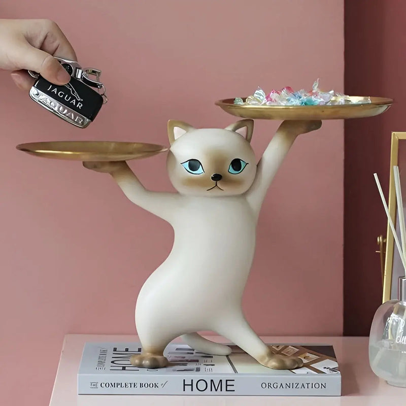 TidyCat – Dekorativ kattehængende bakkestatue til borddekoration