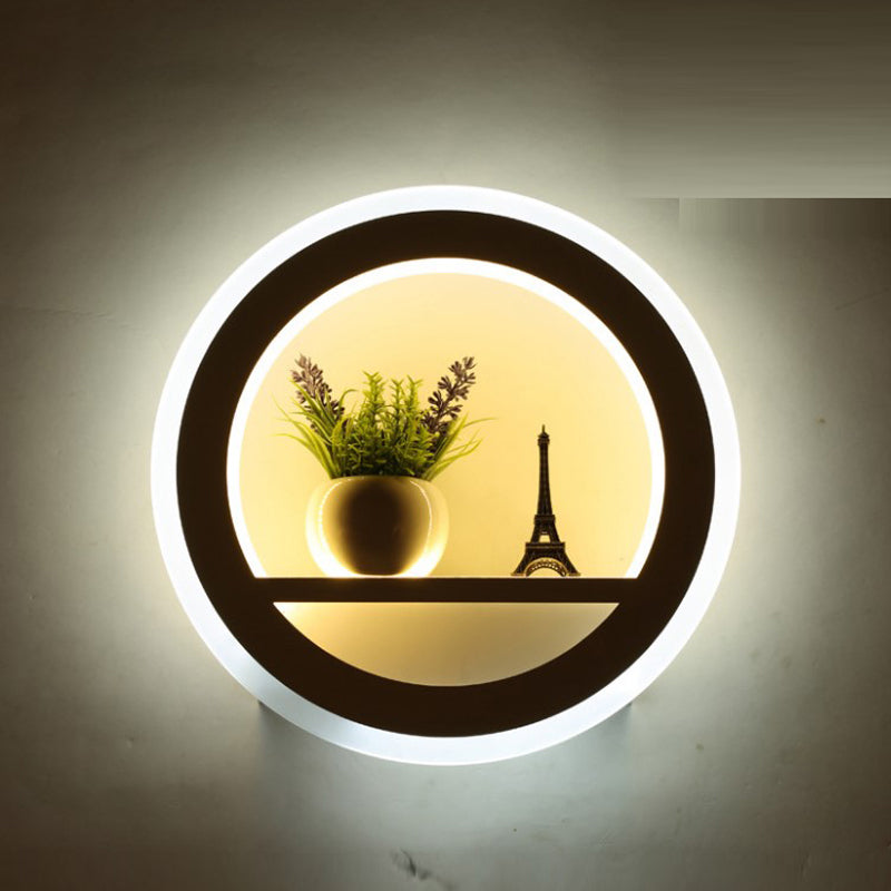 LumeCircle – Moderne Rund Væglampe med Indbygget Hylde