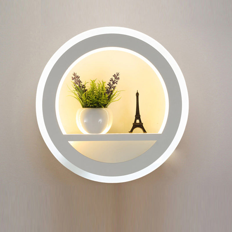 LumeCircle – Moderne Rund Væglampe med Indbygget Hylde