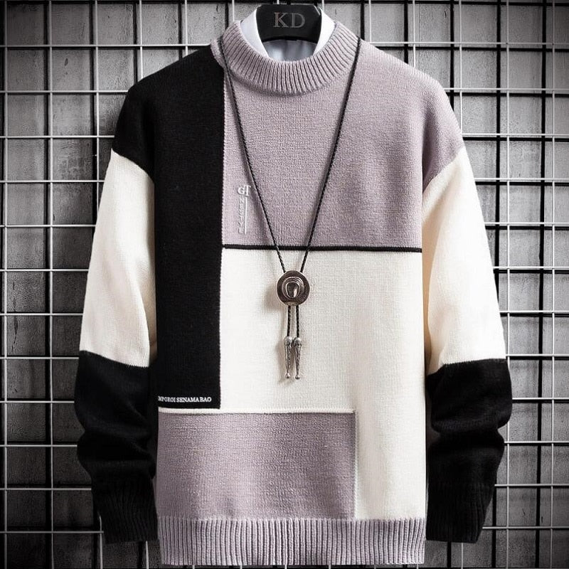 Thorne – Moderne sweater med rund hals og blokmønster