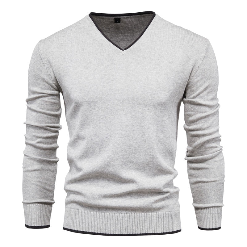 Henry - Slim passe V hals sweater med lange ærmer