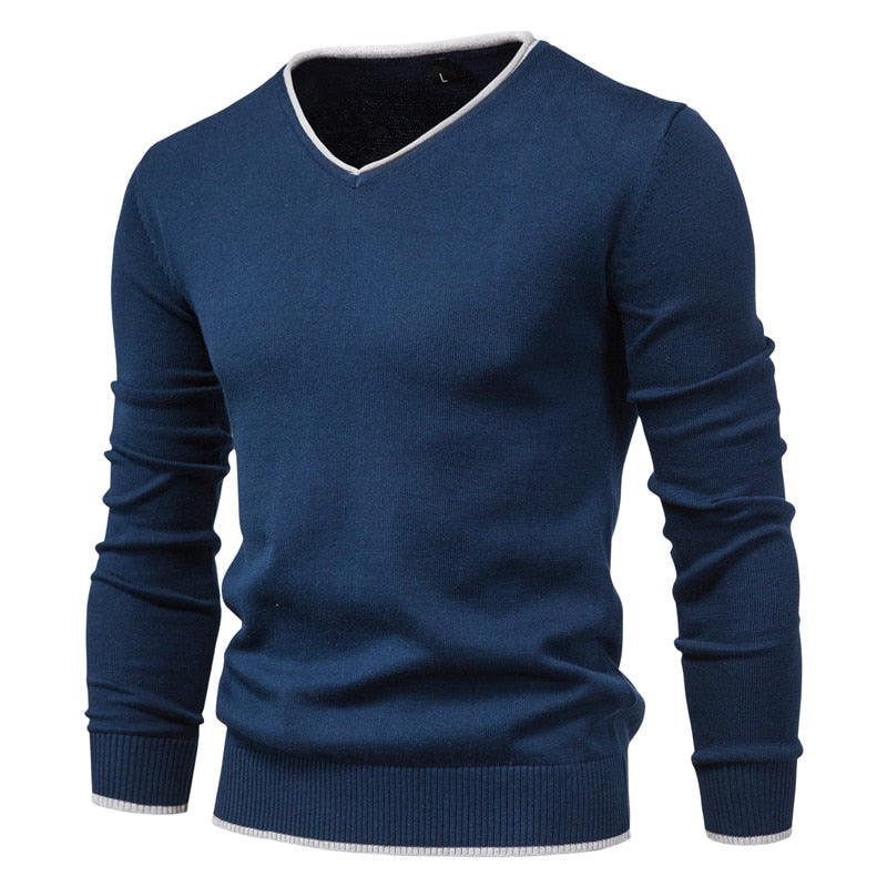 Henry - Slim passe V hals sweater med lange ærmer