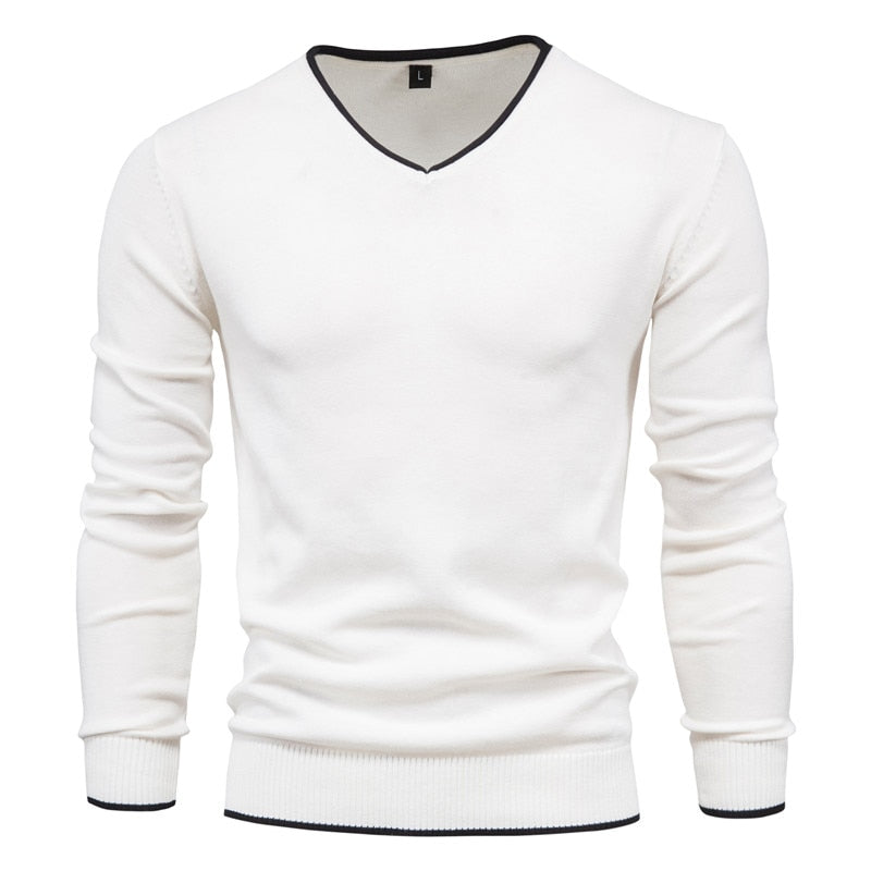 Henry - Slim passe V hals sweater med lange ærmer