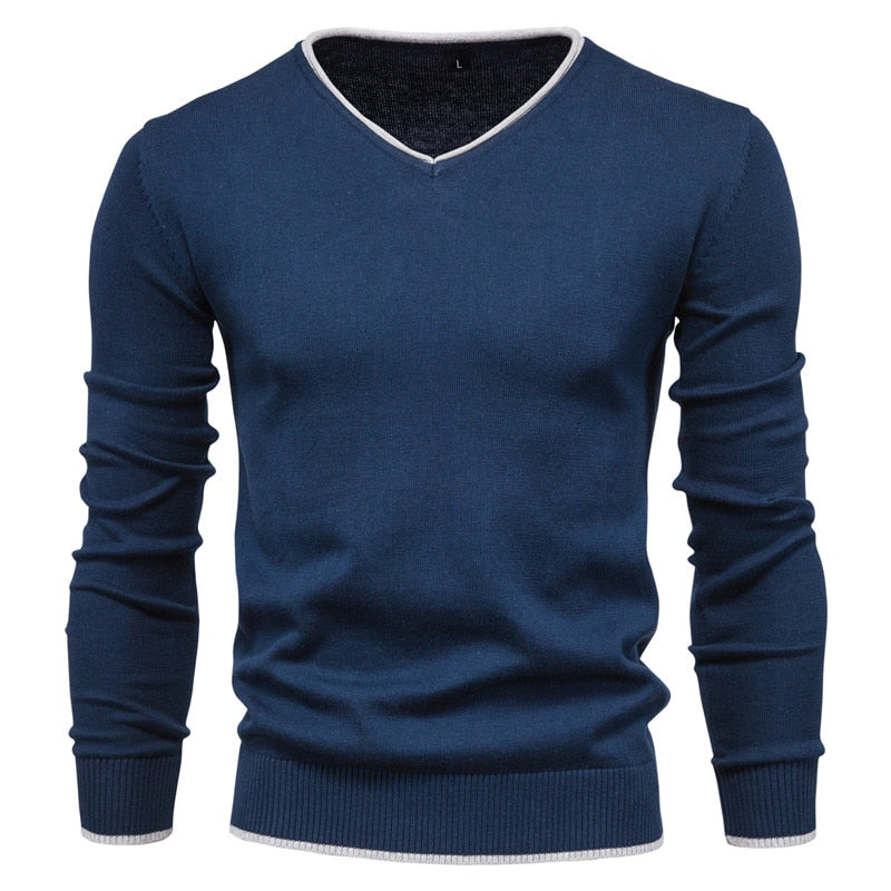 Henry - Slim passe V hals sweater med lange ærmer