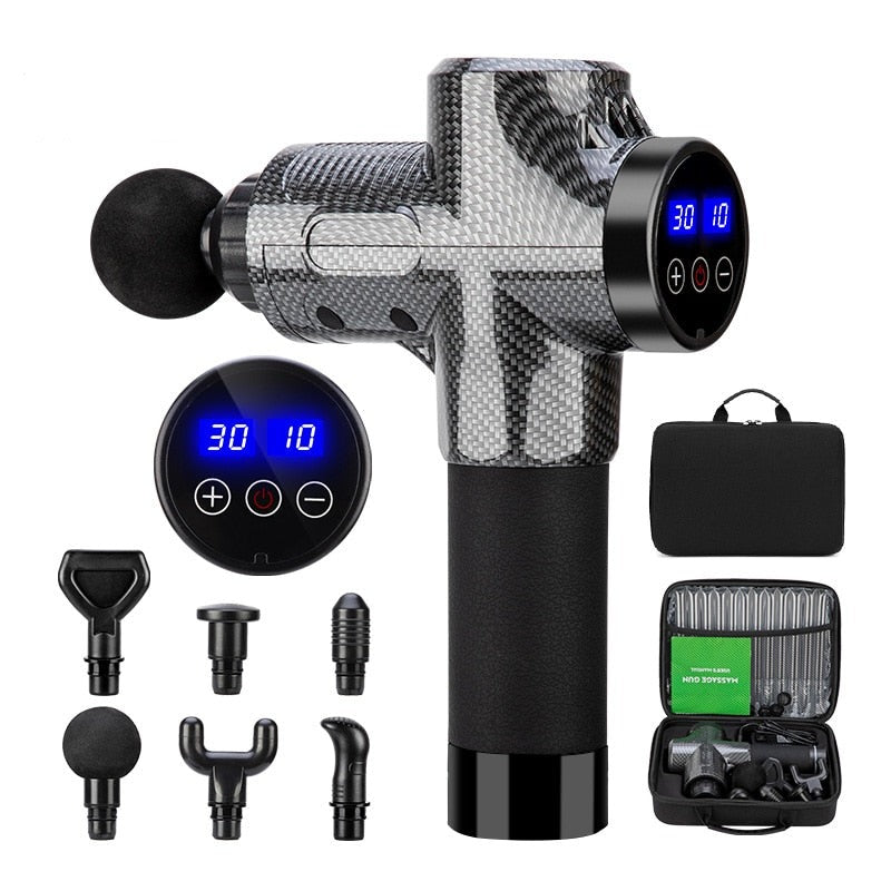 PowerNode - Digitalt display massagepistol med flere vedhæftede filer og genopladelig port