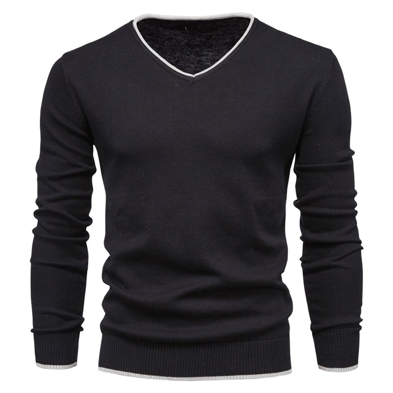 Henry - Slim passe V hals sweater med lange ærmer