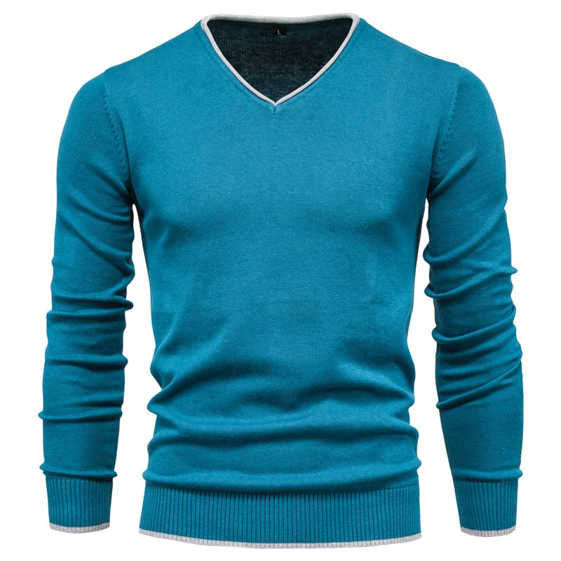 Henry - Slim passe V hals sweater med lange ærmer
