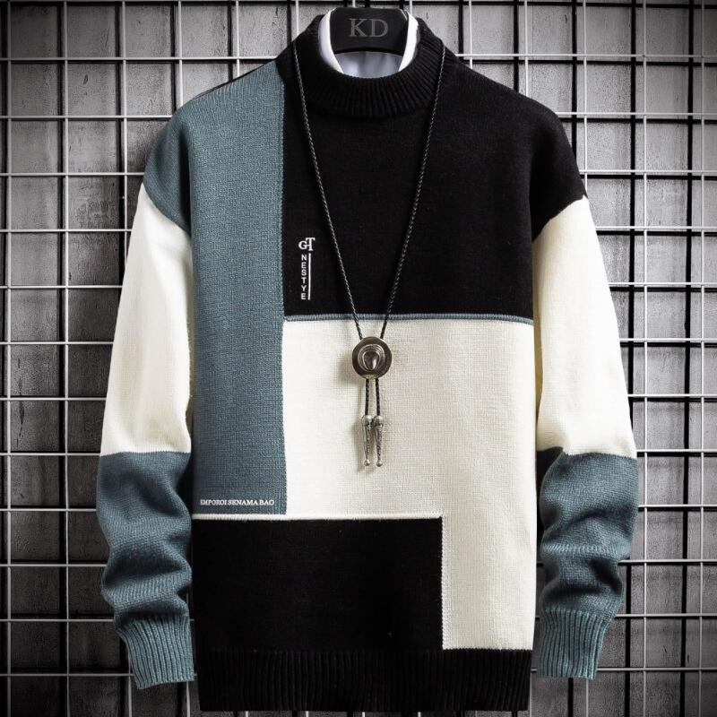 Thorne – Moderne sweater med rund hals og blokmønster