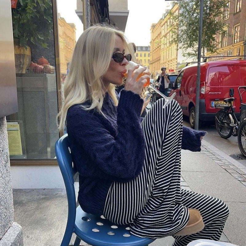 Ella - Stilfulde bukser med stribet design og snøre i taljen
