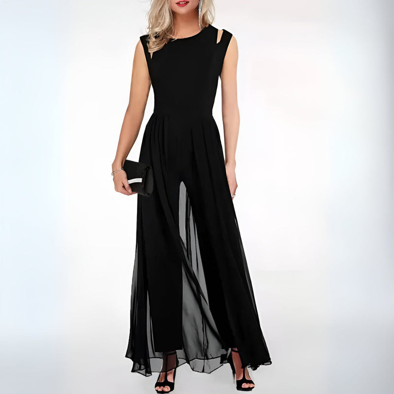 Quinn – Ærmeløs jumpsuit med rund halsudskæring og vide ben