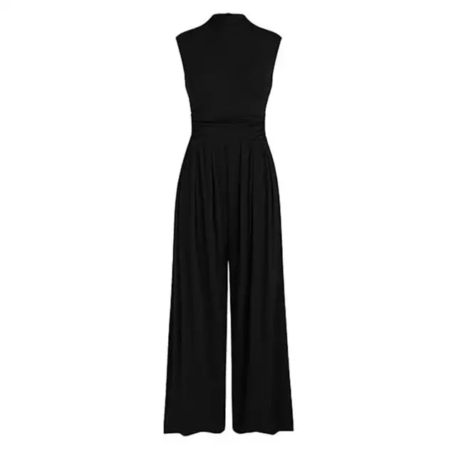 Caroline - Ærmeløs jumpsuit med vide ben og funktionelle lommer