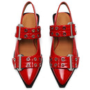 Lena – Slingback sko med spids tå og dekorative spænder