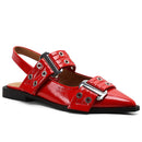 Lena – Slingback sko med spids tå og dekorative spænder