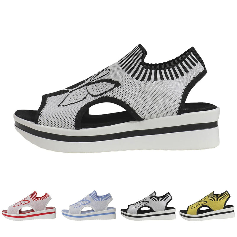 Isabella - Moderne sandaler med ankelrem og sommerfugleprint