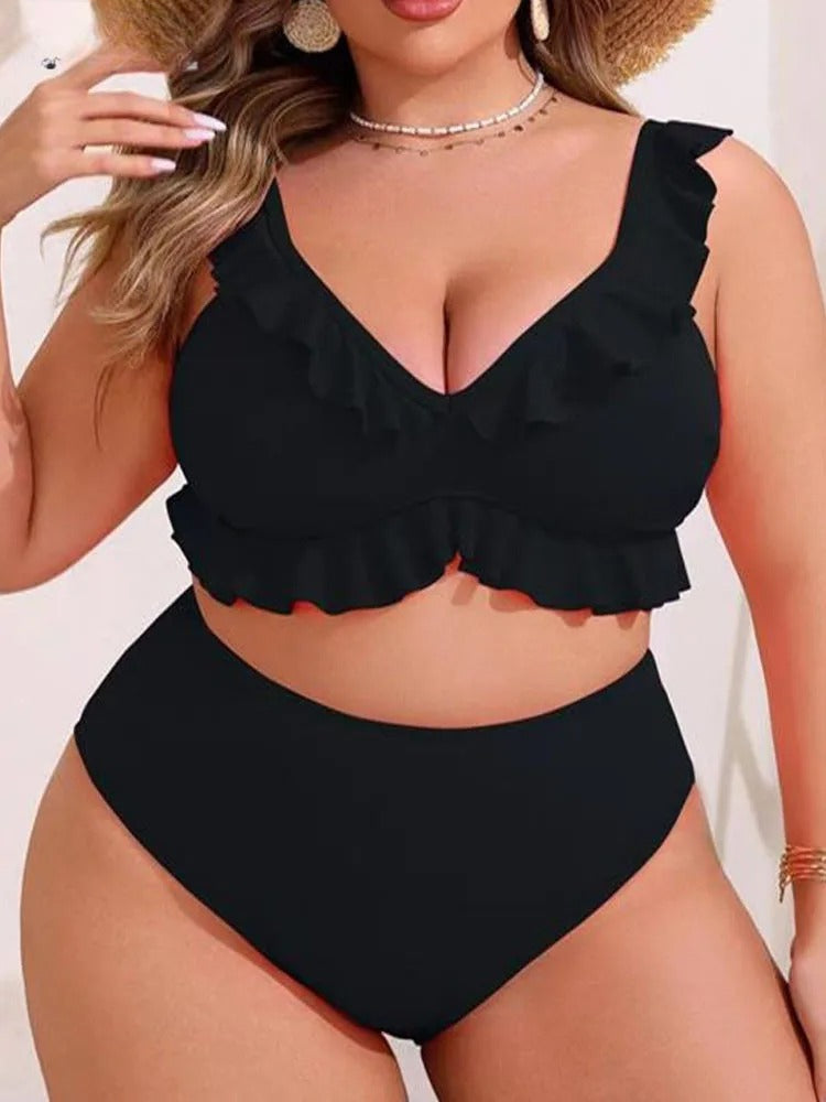Hailey – Todelt bikini med høj talje og justerbare stropper
