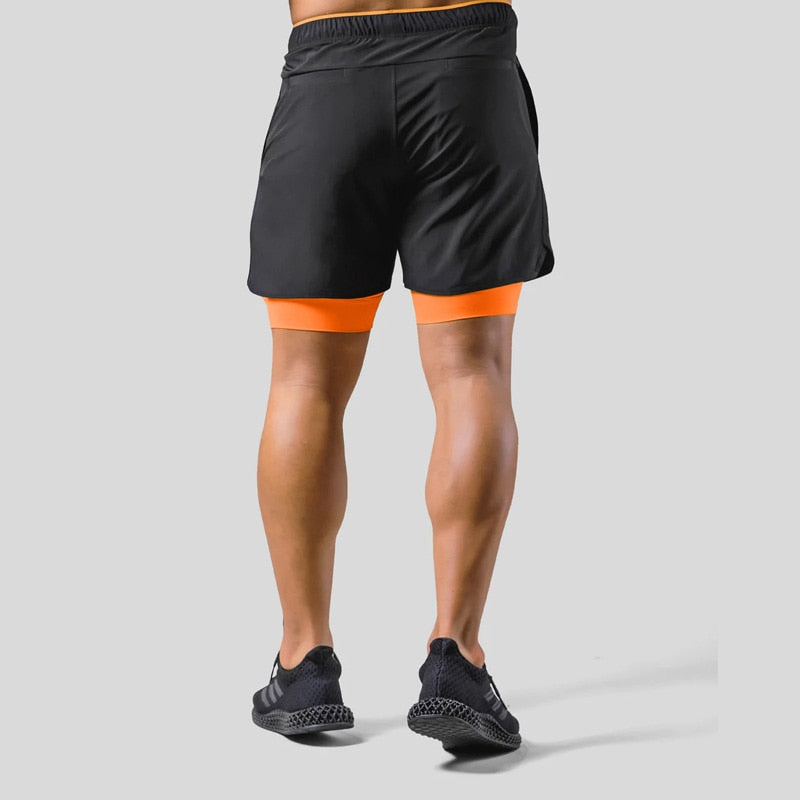 Jaxon – 2 i 1 sportsshorts med lynlåslommer og snøre i taljen
