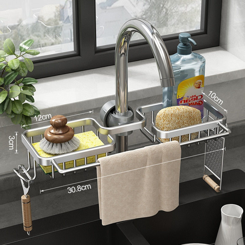 CleanRack – Sink organizer vandhanehylde med hængekurvefunktion