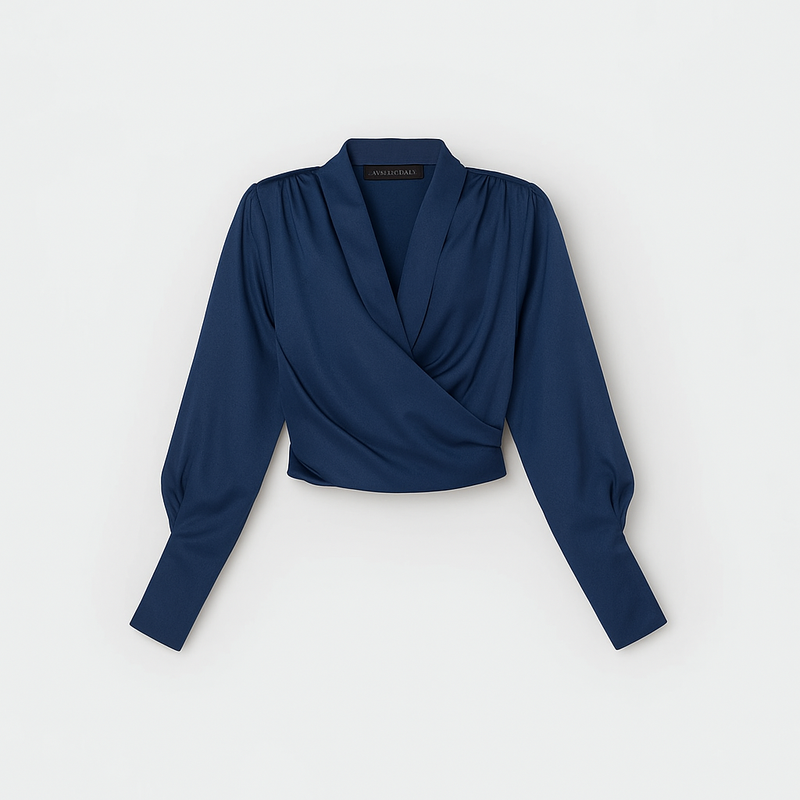 Marie – Elegant bluse med V hals og lange ærmer