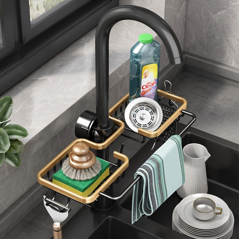 CleanRack – Sink organizer vandhanehylde med hængekurvefunktion