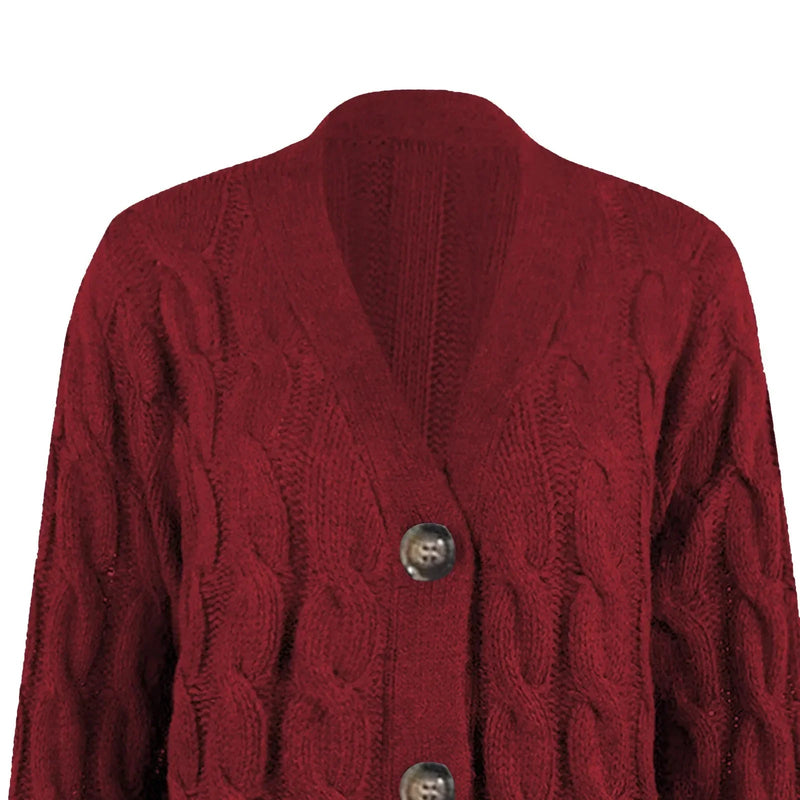 Laura – Moderne cardigan med lange ærmer og knaplukning