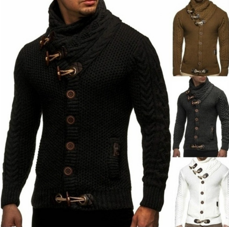 Cassius - Højhalset sweater med knapdetaljer og taljepasform