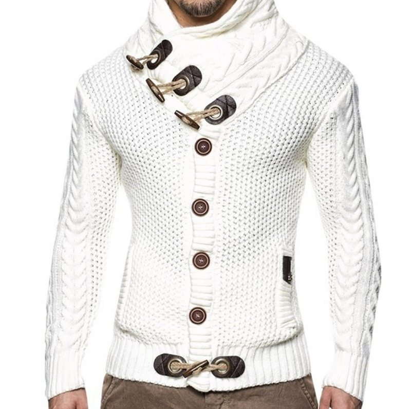 Cassius - Højhalset sweater med knapdetaljer og taljepasform