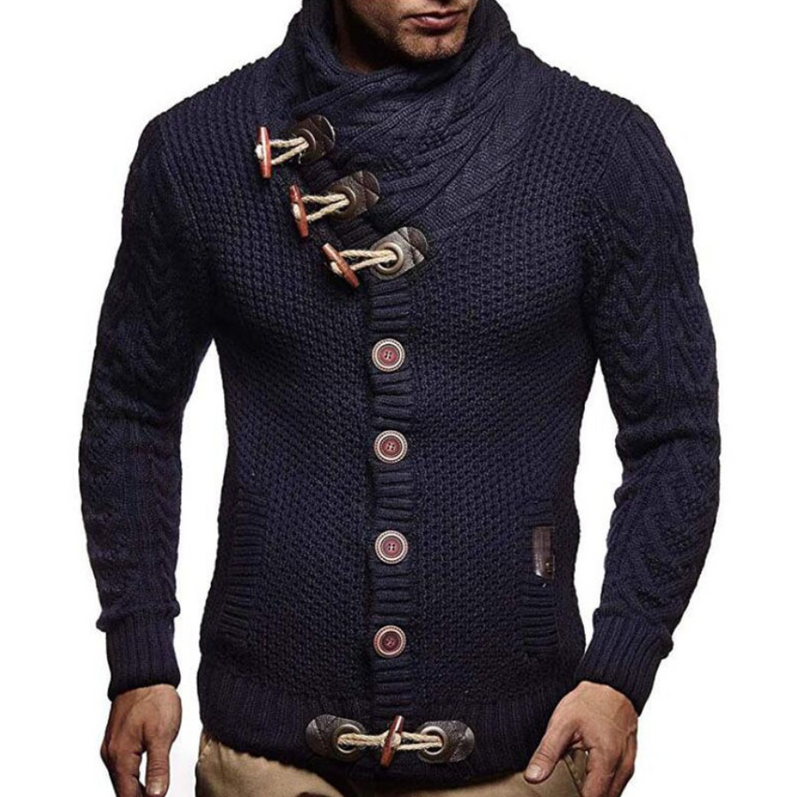 Cassius - Højhalset sweater med knapdetaljer og taljepasform