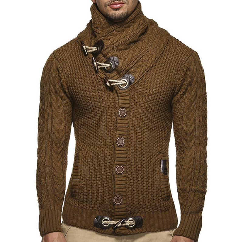 Cassius - Højhalset sweater med knapdetaljer og taljepasform