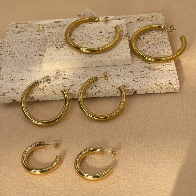 Sherrie – Klassiske øreringe med mellemstore hoops og rundt design