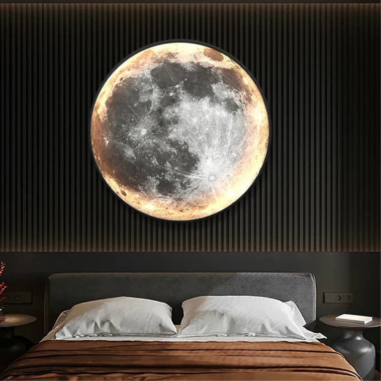 LunaGlow – LED Væglampe med Jord- og Måne-design