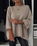 Lily - Oversized trøje med rund halsudskæring og dekorative knapper