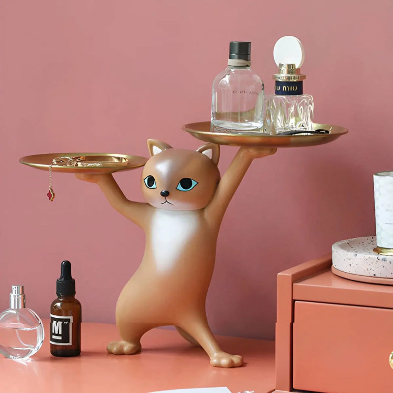 TidyCat – Dekorativ kattehængende bakkestatue til borddekoration