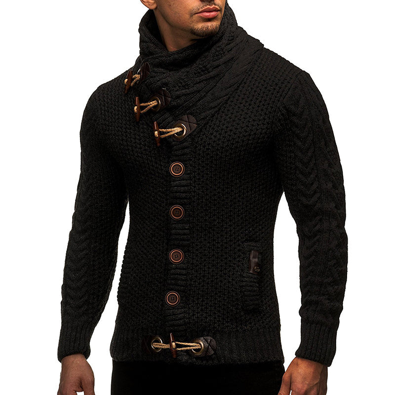Cassius - Højhalset sweater med knapdetaljer og taljepasform