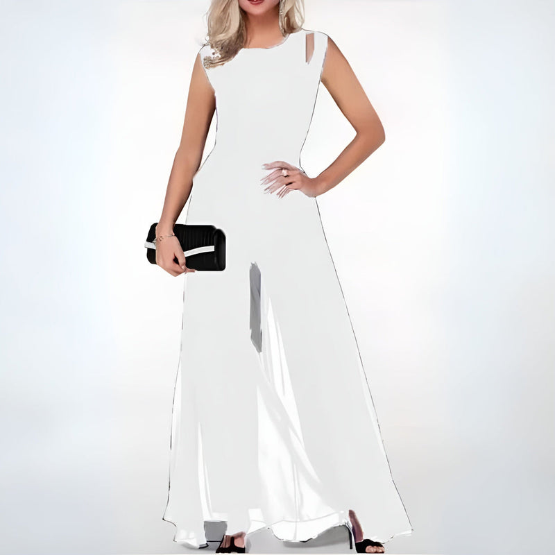Quinn – Ærmeløs jumpsuit med rund halsudskæring og vide ben