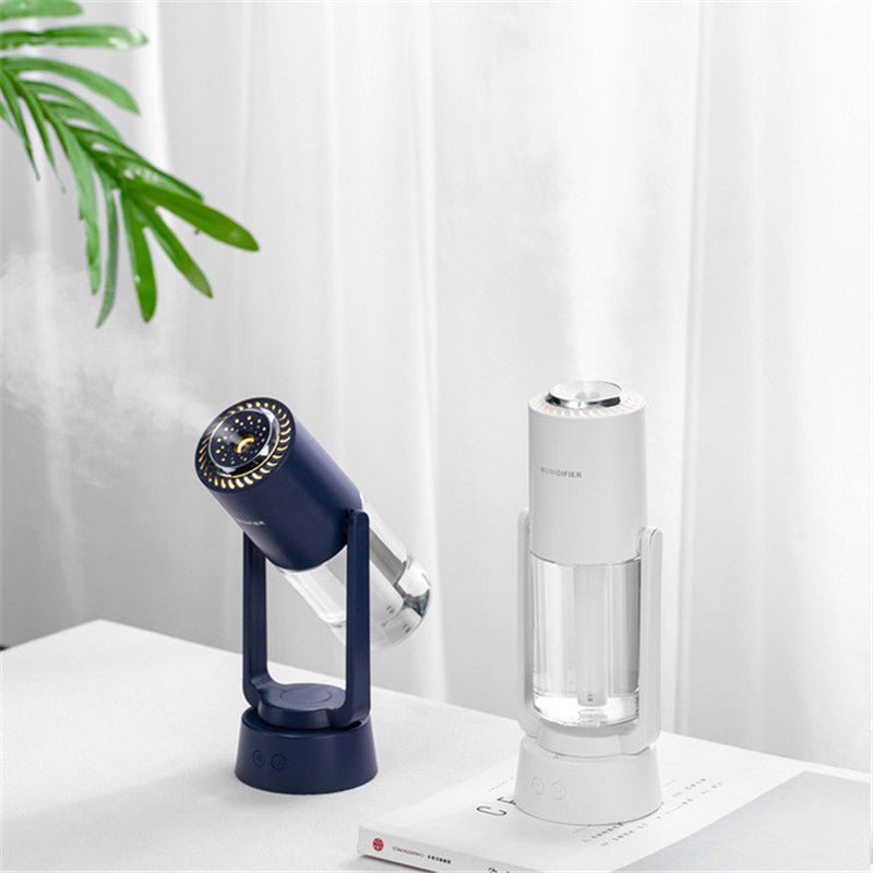 BreezeFlow – Roterende luftfugter med LED og cylindrisk form samt timerfunktion