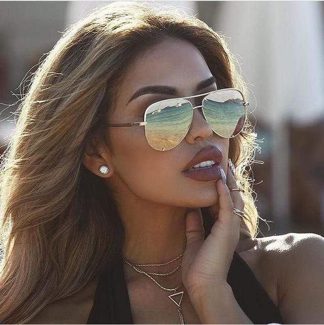 LanaVue – Polerede Aviator Solbriller Med Spejlede Linser og Moderne Design