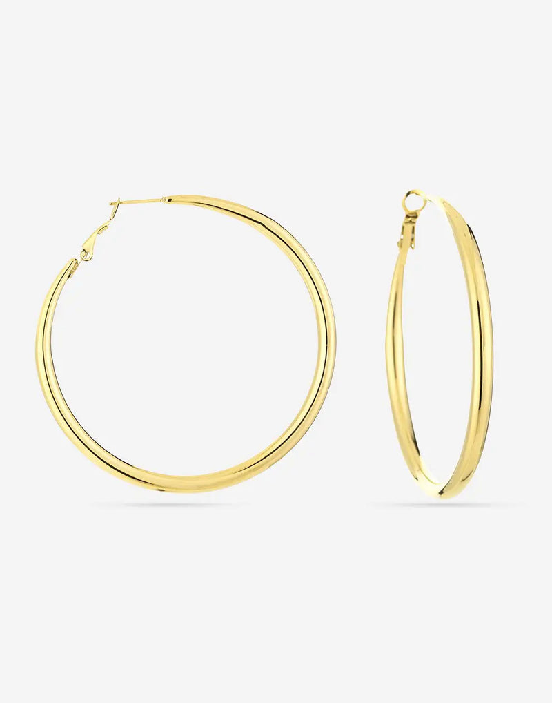 Nora – Elegante oversized øreringe med poleret finish og rund bøjle