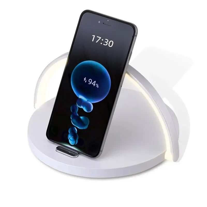 GlowSync – Trådløst genopladelig skrivebordslampe med elegant belysning og multifunktionelt design