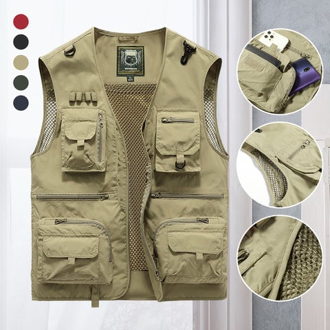 Oliver - Moderne cargo vest med flere lommer og lynlåslukning