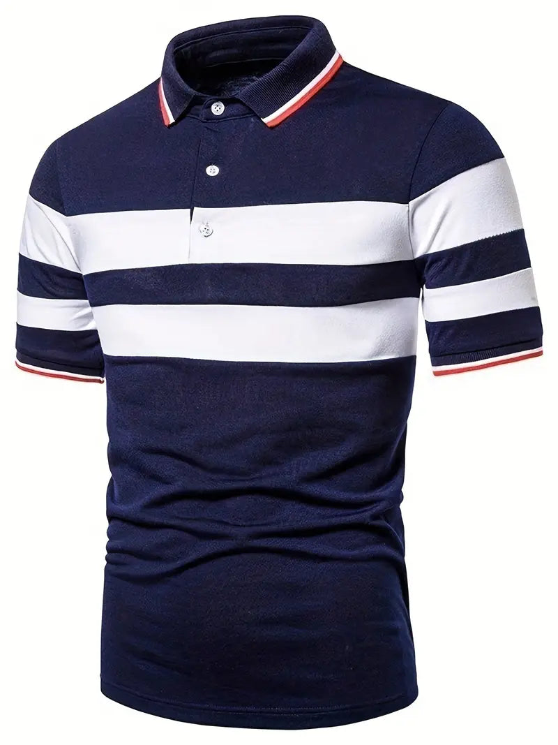 Dani - Stribet poloshirt med flapkrave og korte ærmer