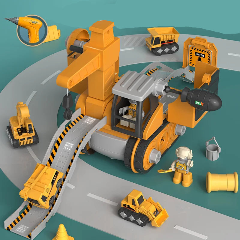BuildMaster – Transformerbart Gravemaskine legesæt med Værktøj og Bevægelige Dele