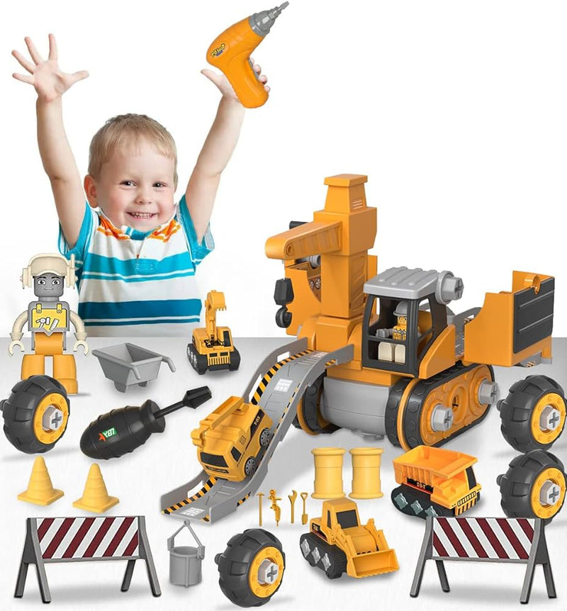 BuildMaster – Transformerbart Gravemaskine legesæt med Værktøj og Bevægelige Dele