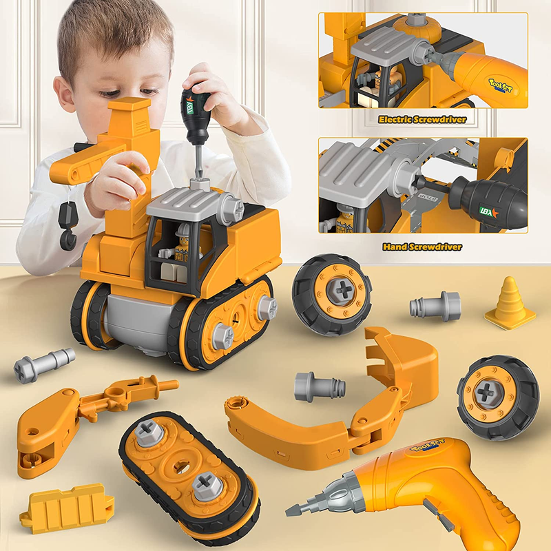 BuildMaster – Transformerbart Gravemaskine legesæt med Værktøj og Bevægelige Dele