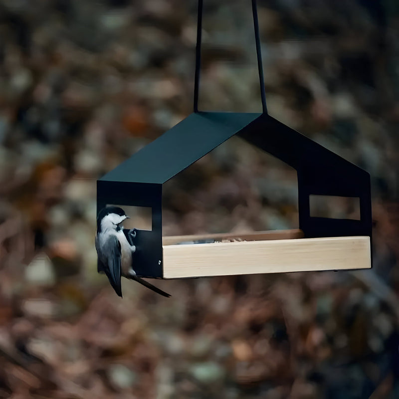 BirdHaven – Stilfuldt hængende fuglehus med indbygget foderautomat