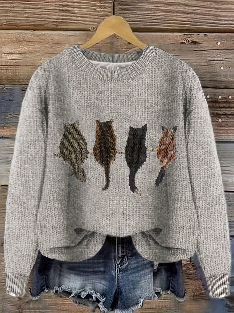 Nina - afslappet fit sweater med rund halsudskæring og ribbet trim