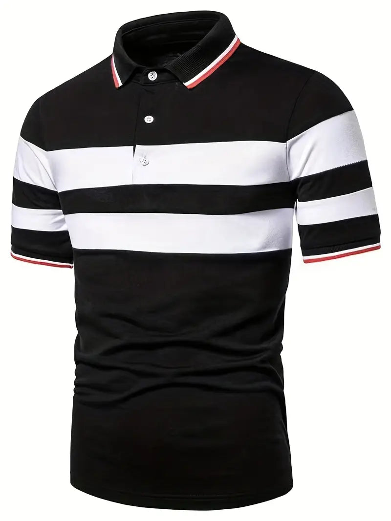 Dani - Stribet poloshirt med flapkrave og korte ærmer