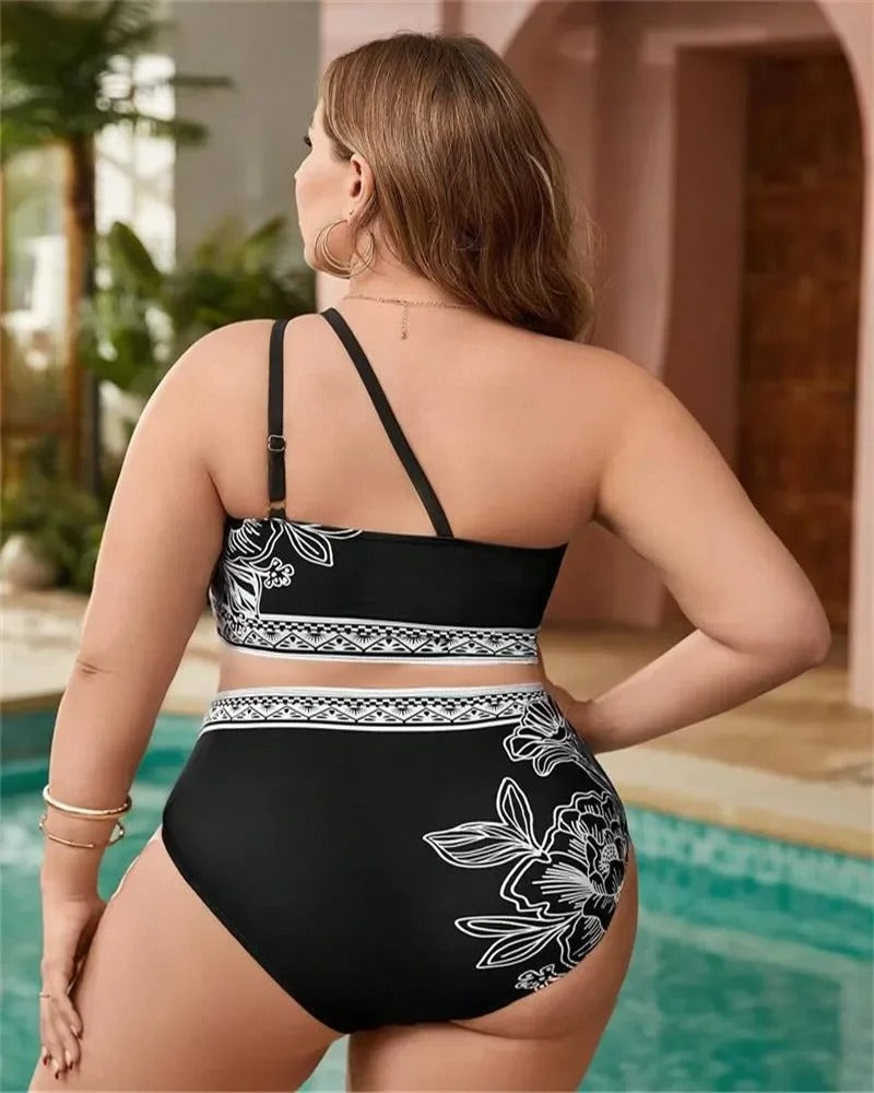 Genesis – Højtaljet bikini i to dele med blomsterprint og justerbar stroppe