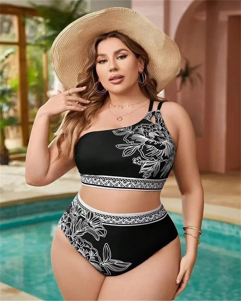 Genesis – Højtaljet bikini i to dele med blomsterprint og justerbar stroppe