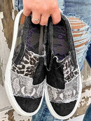 Olivia - Slip on sneakers med leopardprint og farveblokdesign