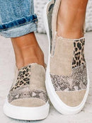 Olivia - Slip on sneakers med leopardprint og farveblokdesign
